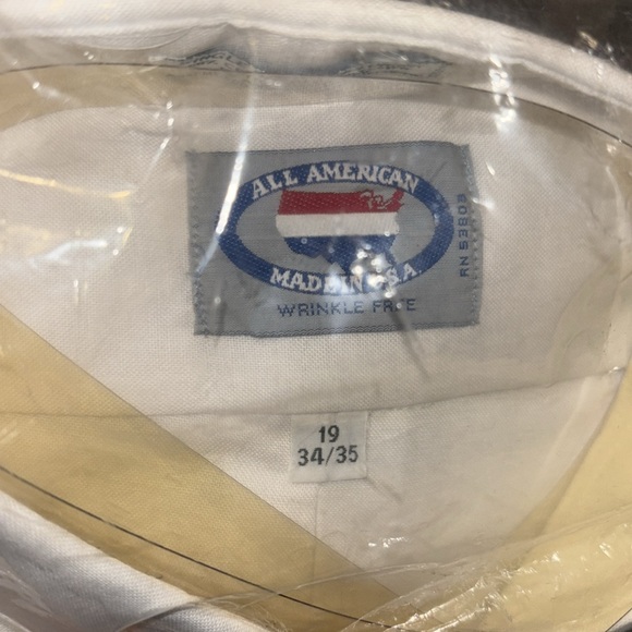 ALL AMERICAN MENS WRINKLE FREE LONG SLEEVE WHITE SHIRT 19 34/35 - Picture 3 of 12